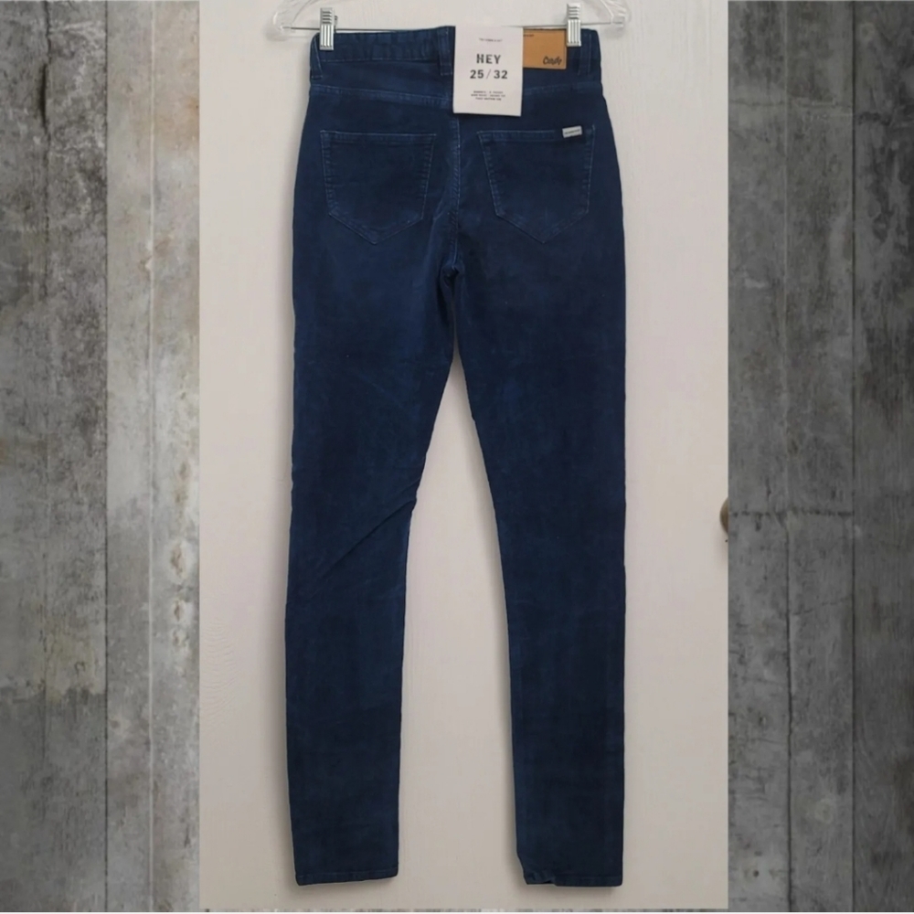 The Cords & Co "Hey" Corduroy Low Rise Skinny Pants 25 x 32 Raw Indigo - Picture 2 of 11